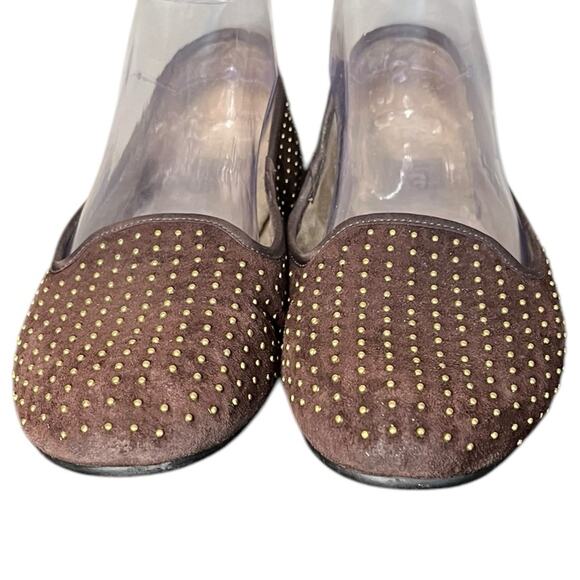 UGG Shoes - UGG AUSTRALIA Chocolate Suede Gold Studded Accents Ballet Flats Women’s Size 8
